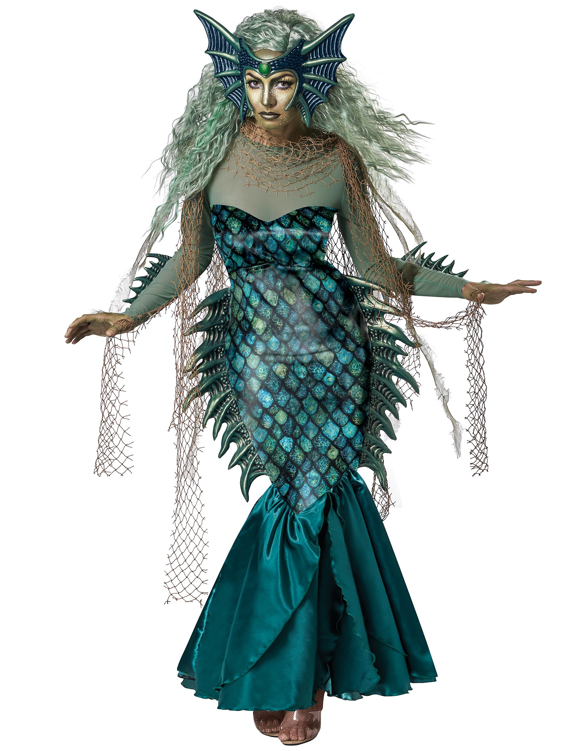 Böse-Meerjungfrau-Kostüm Meerhexe Halloween blau-grün