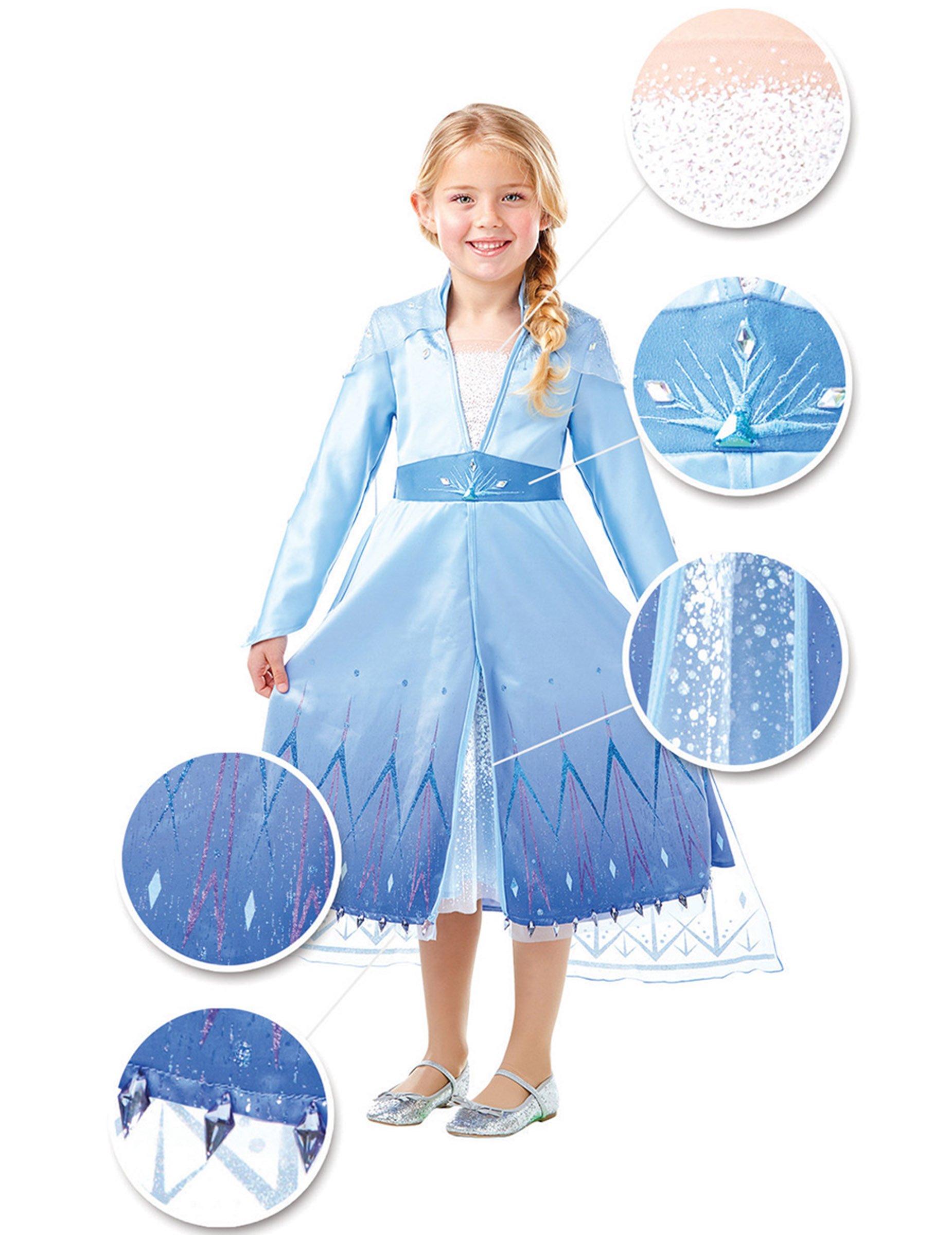 Elsa-Kostüm für Mädchen Premium Frozen 2 Faschingskostüm blau