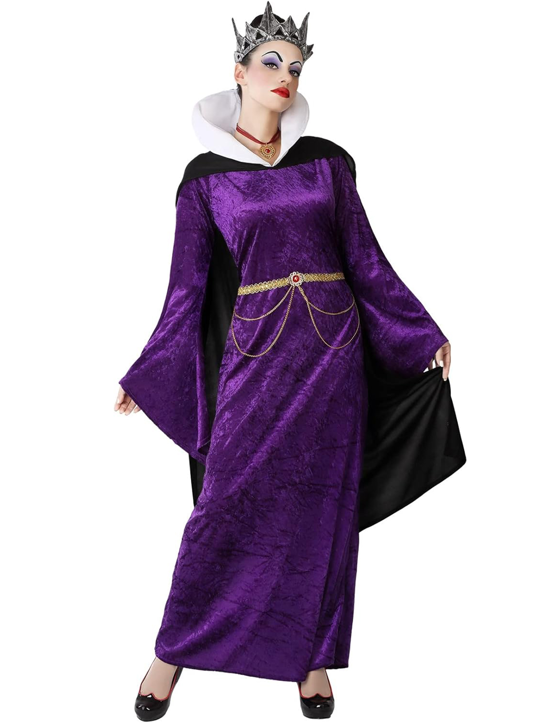 Fiese Königin-Kostüm für Damen Halloweenkostüm violett-schwarz-gold