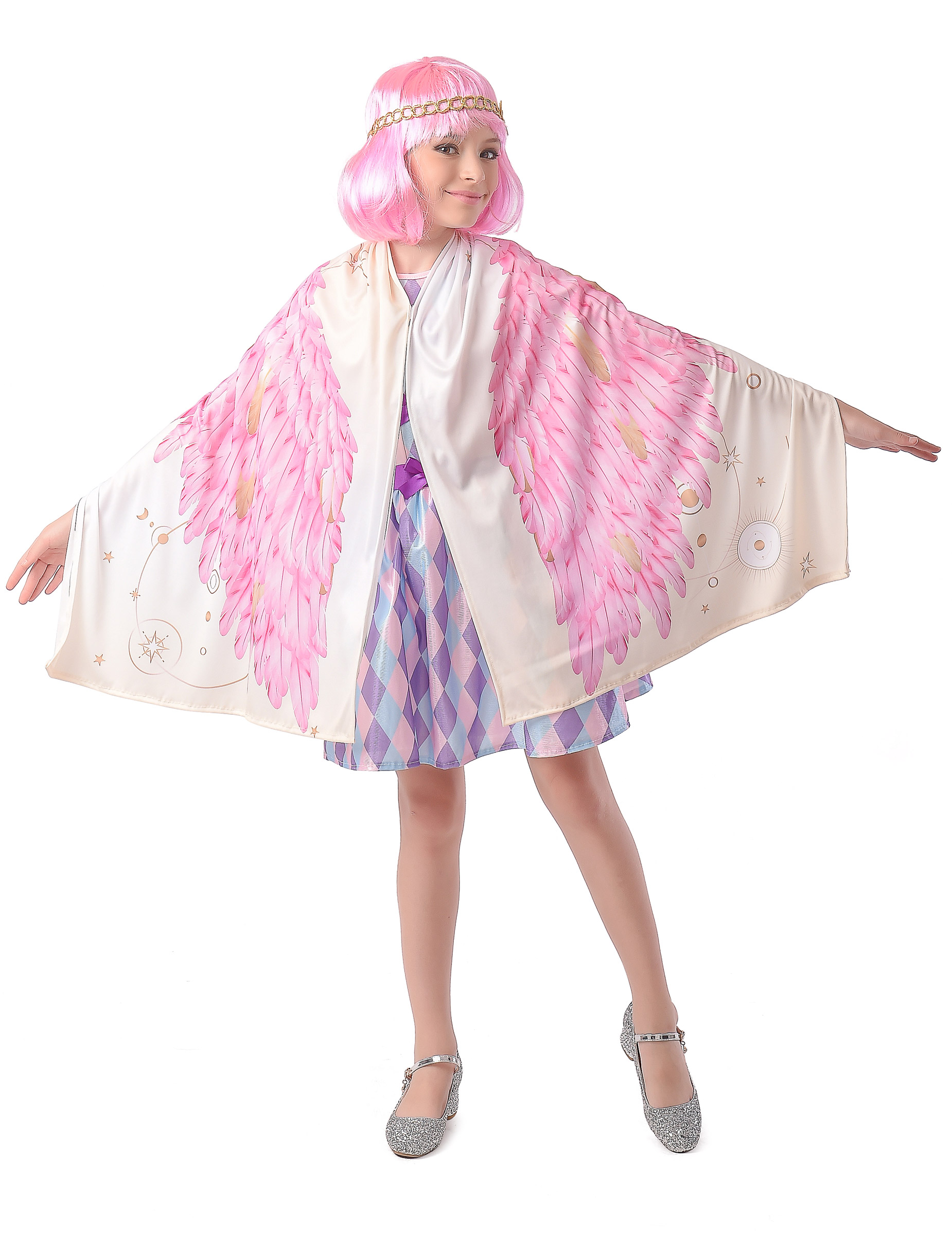 Flamingo-Flügel Engel-Umhang für Kinder rosa