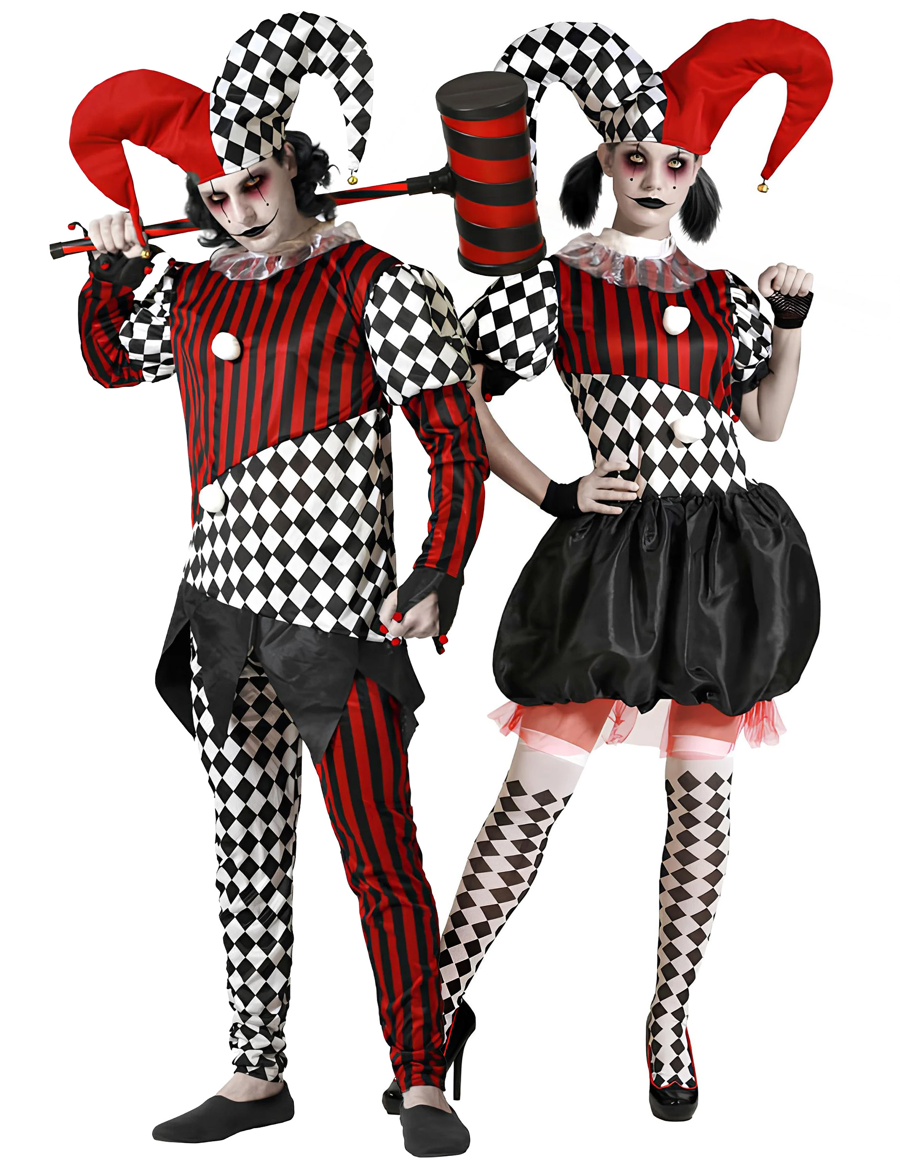 Horror Harlekin Paarkostüm für Erwachsene