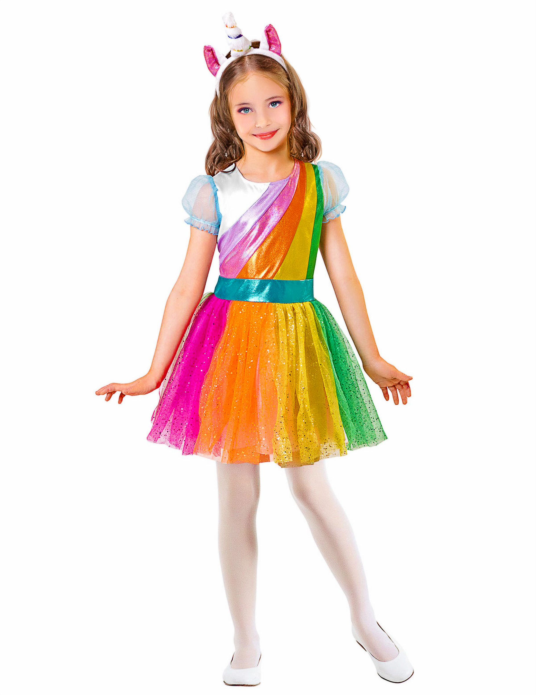 Kostüm Regenbogen-Einhorn für Mädchen