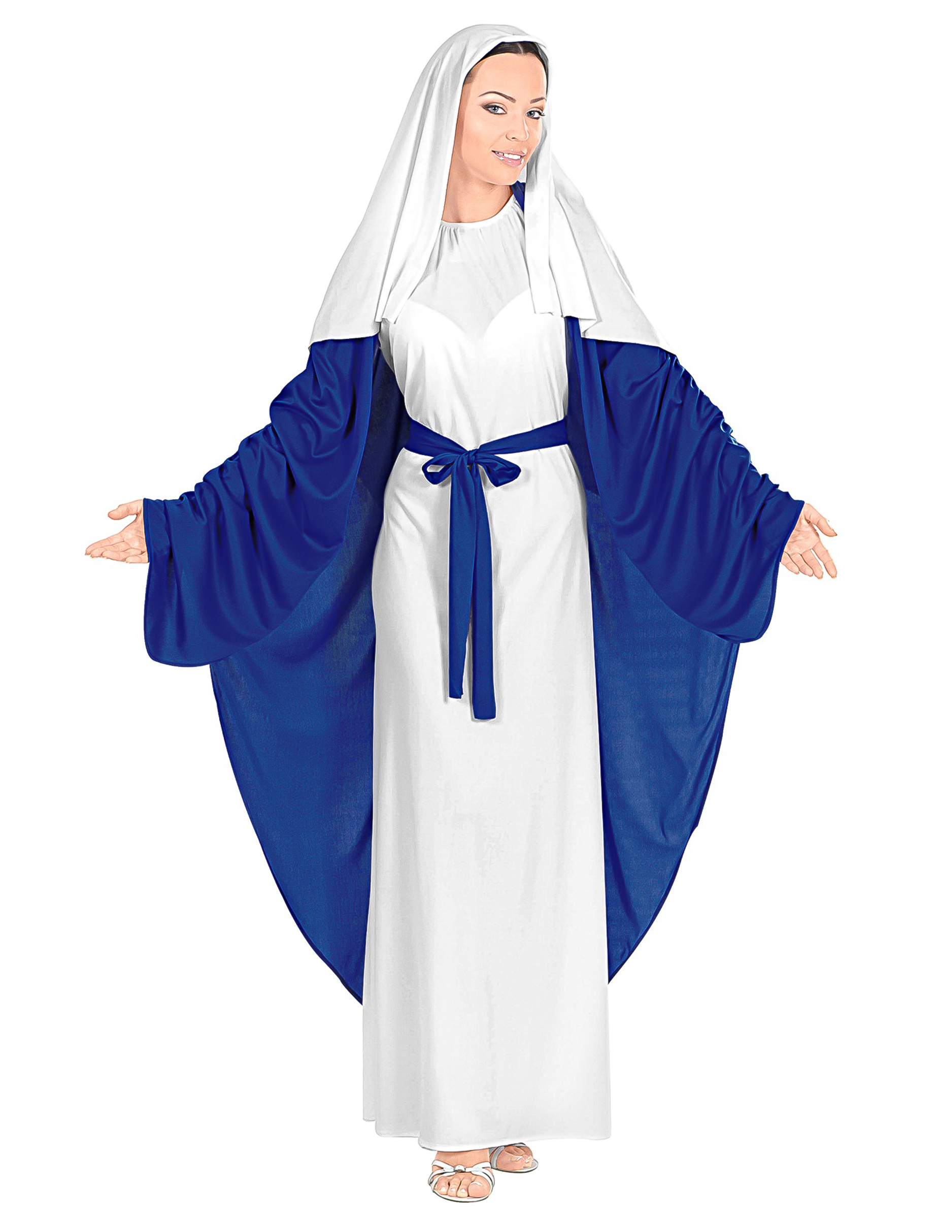 Maria Damenkostüm Krippenspiel blau-weiss