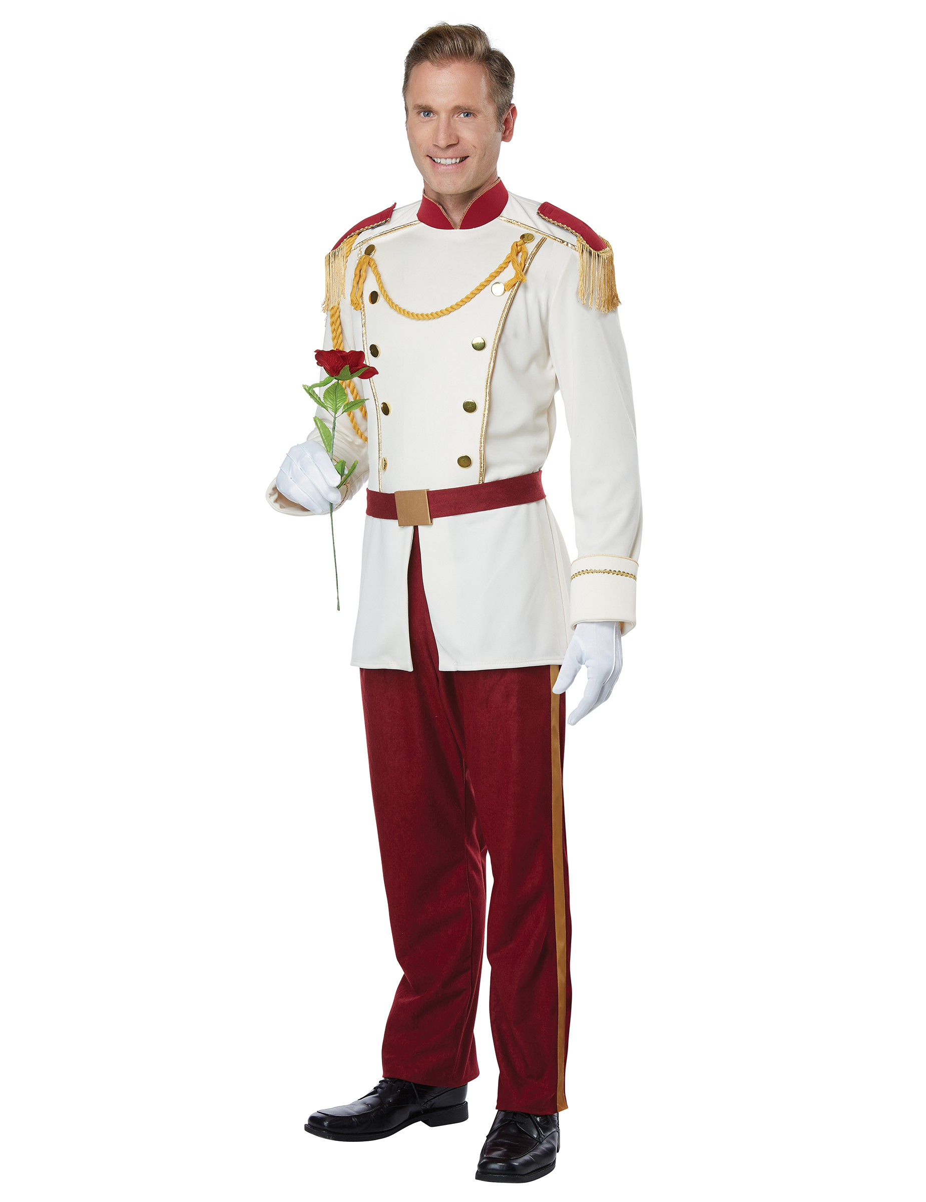 Märchenhaftes Prinzenkostüm für Herren weiss-rot-gold