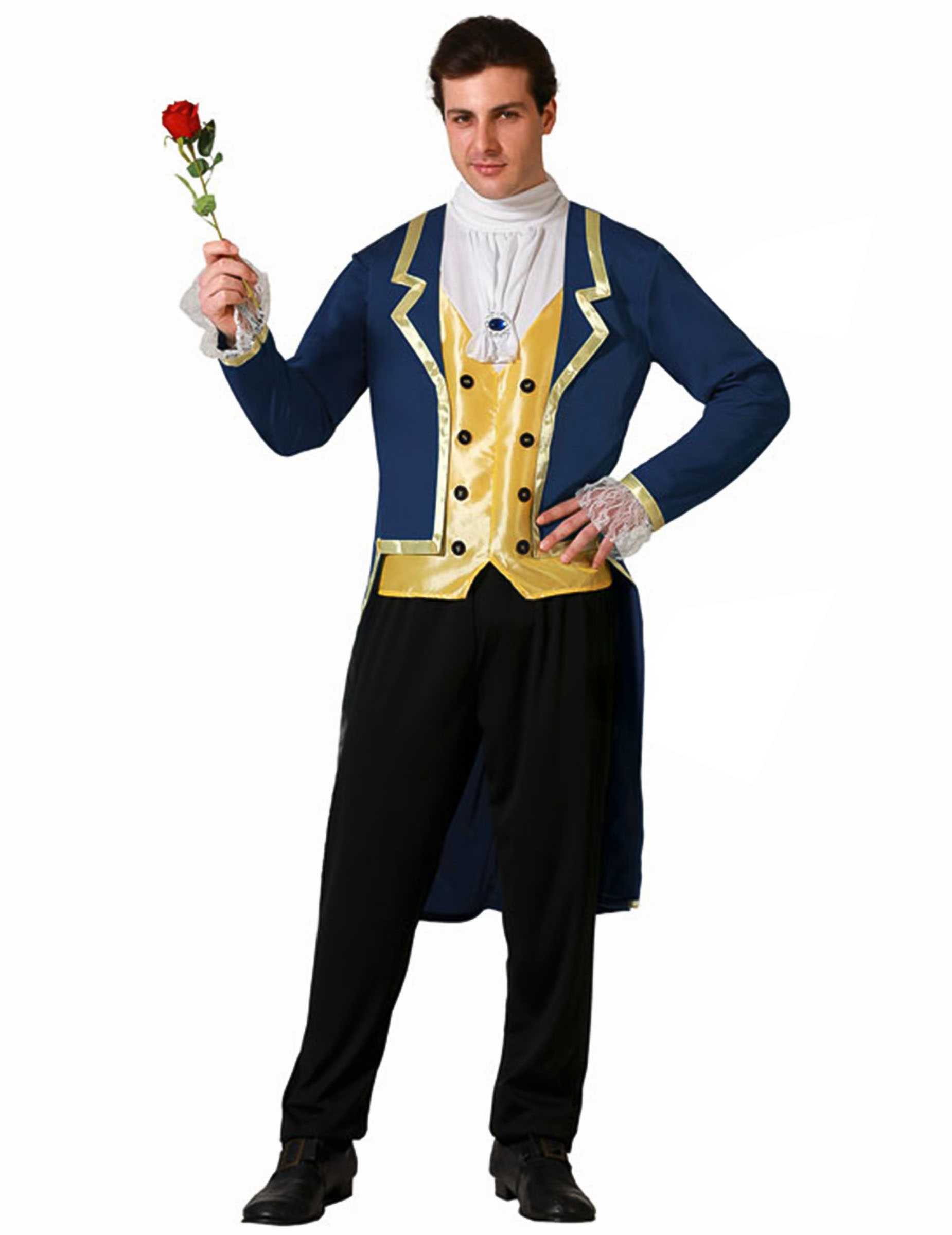 Prinz Kostüm für Herren Märchen blau-gold