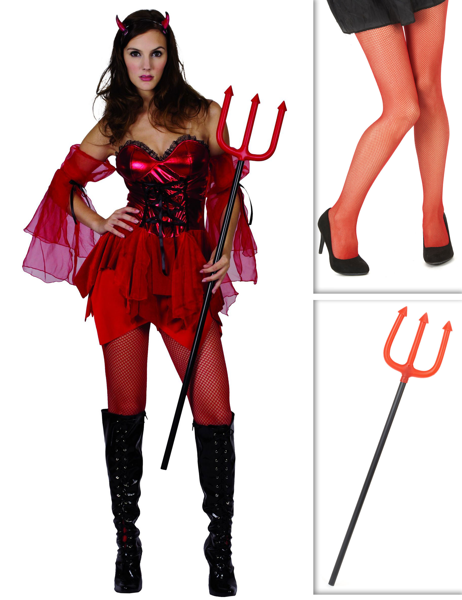 Sexy Teufelin Kostümset für Damen 5-teilig rot