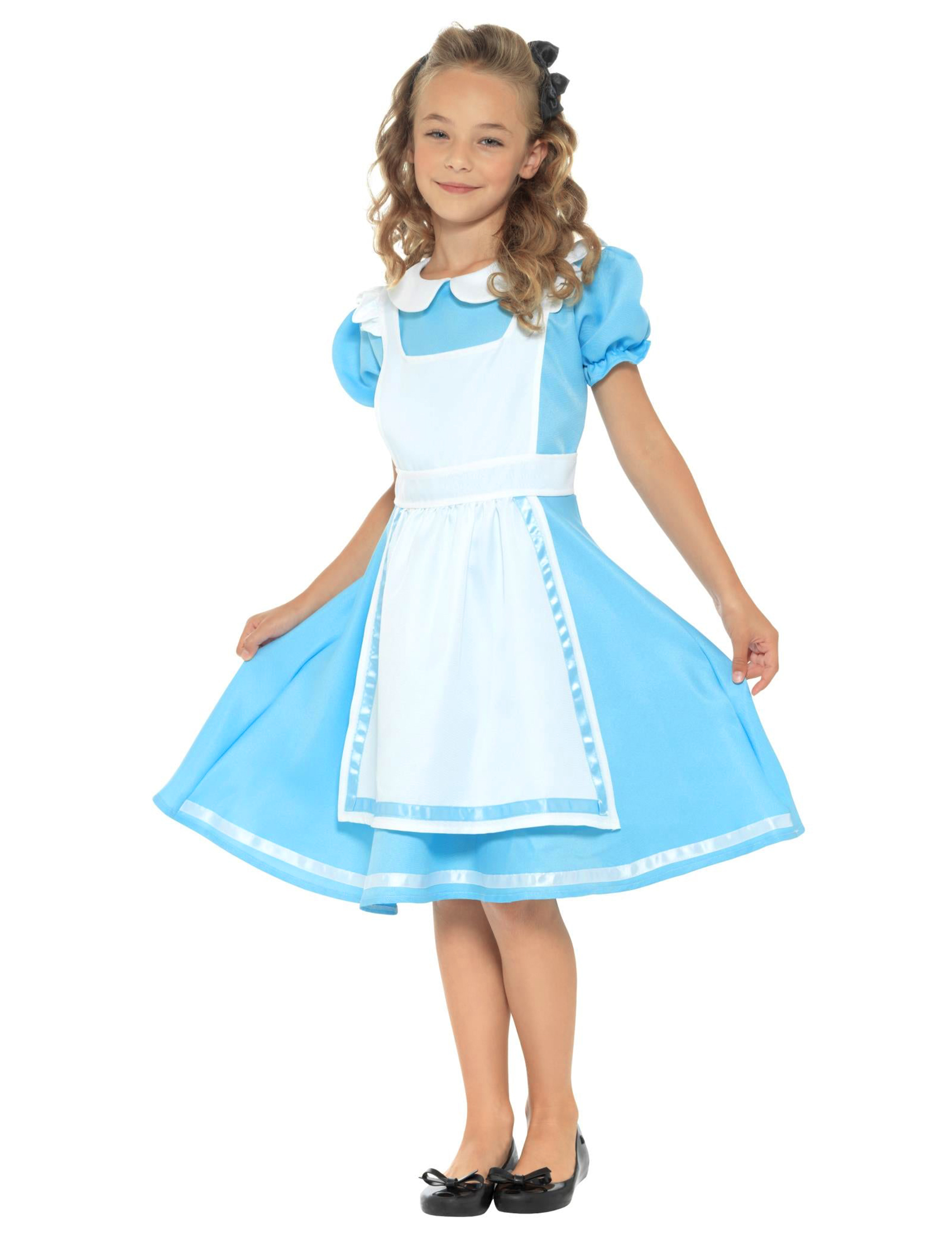 Wunderland-Kostüm für Mädchen Alice Faschingskostüm blau-weiss