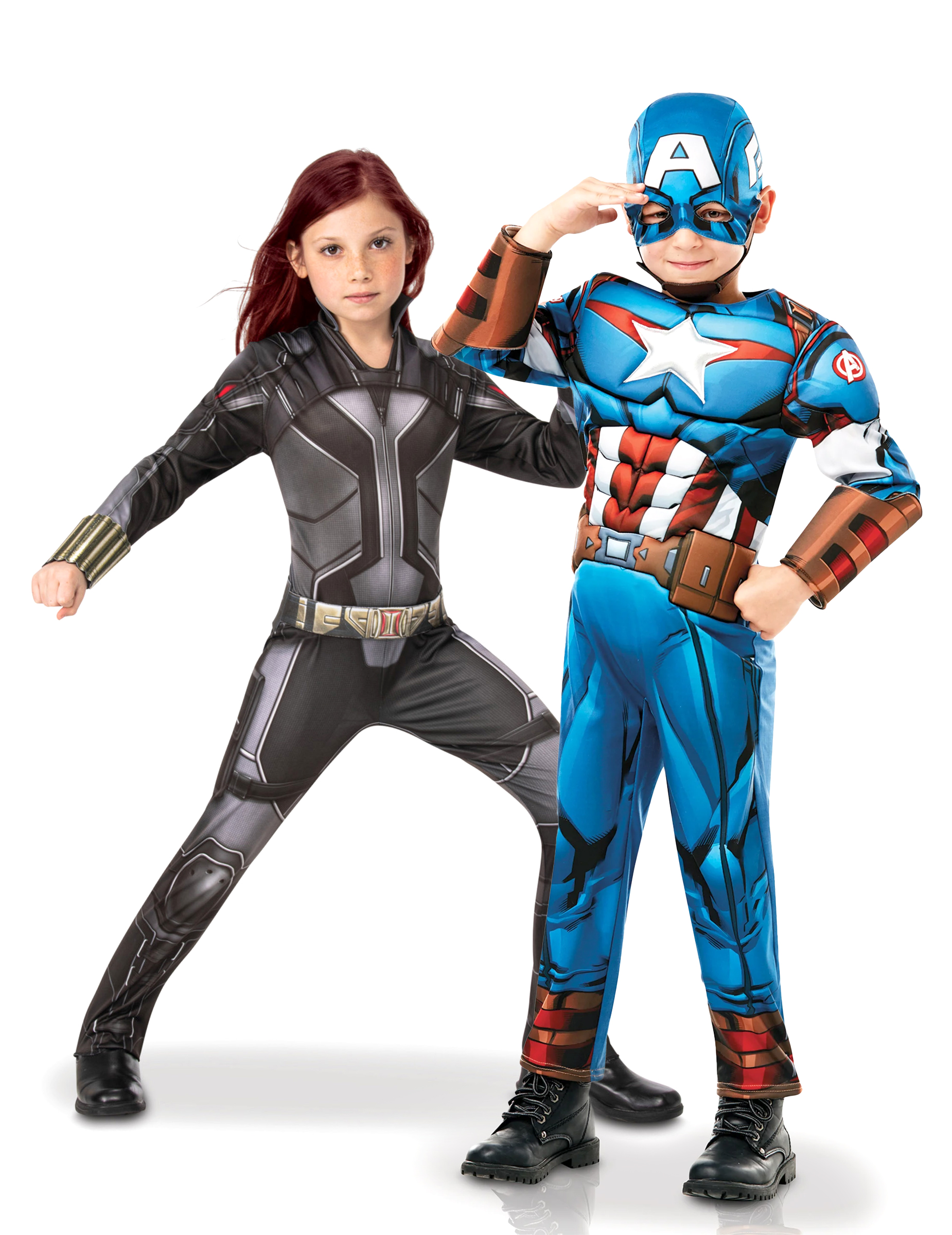 Captain America und Black Widow Paarkostüm Kinder