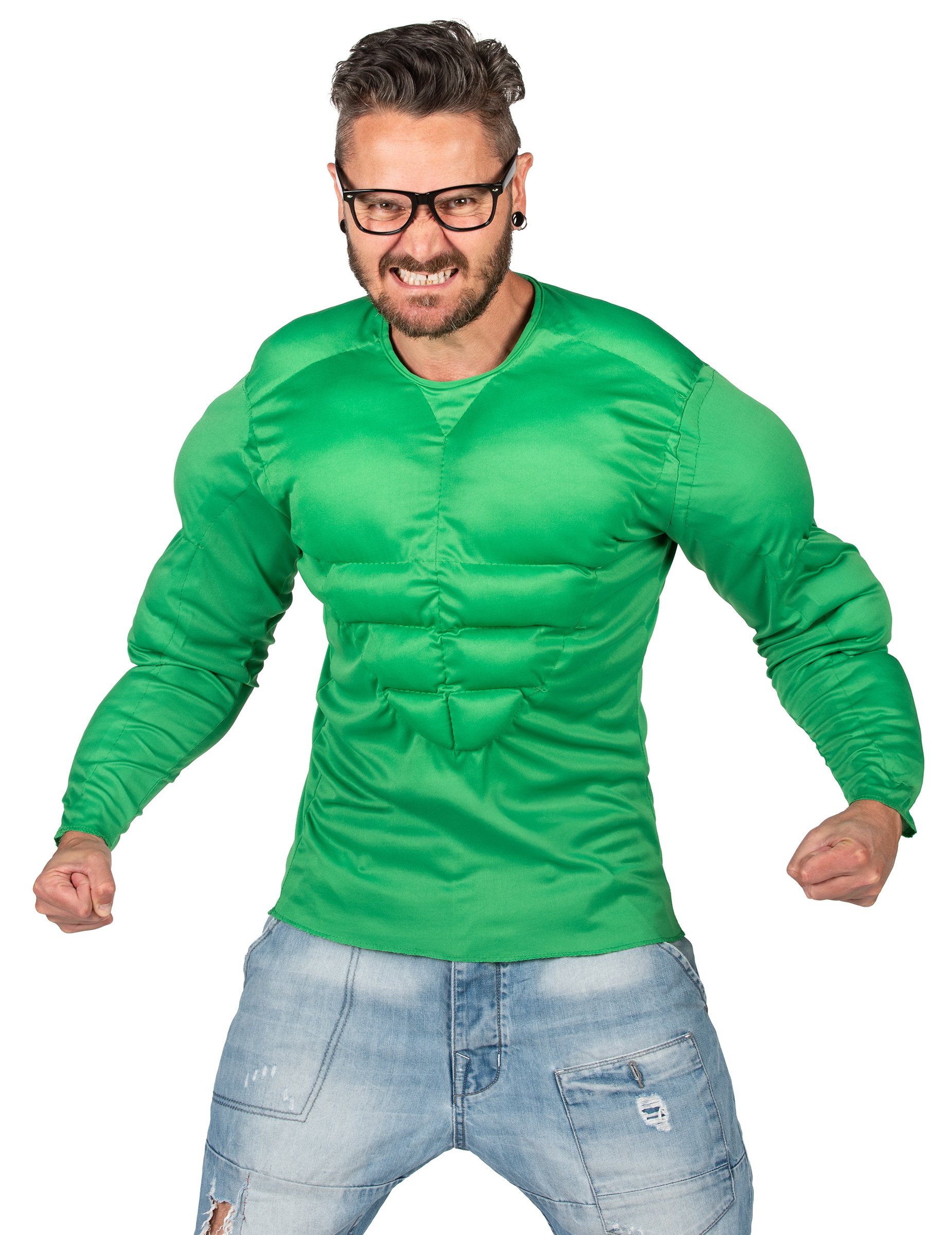Comic Muskelshirt Superheld für Erwachsene grün