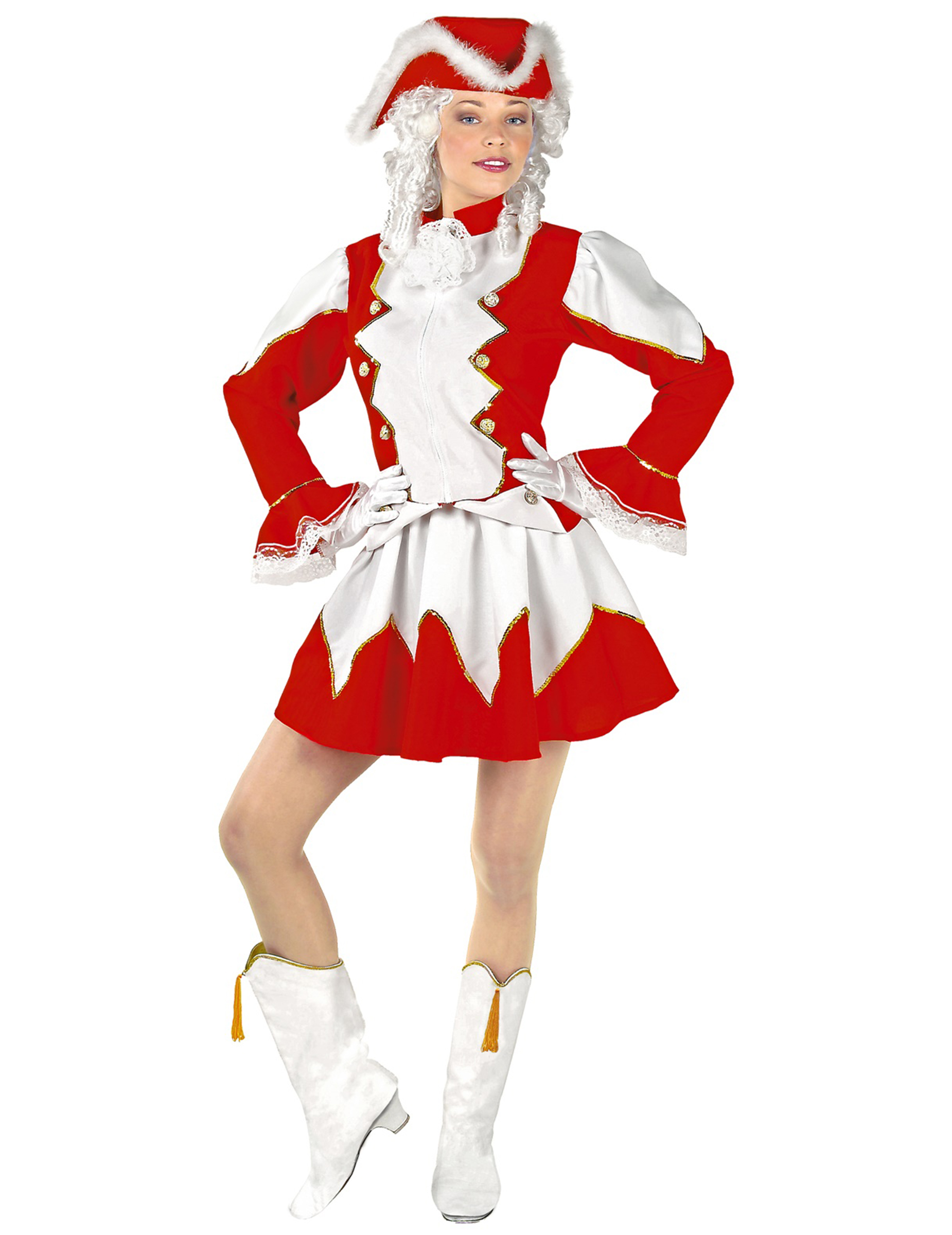 Funkenmariechen Damenkostüm weiss-rot