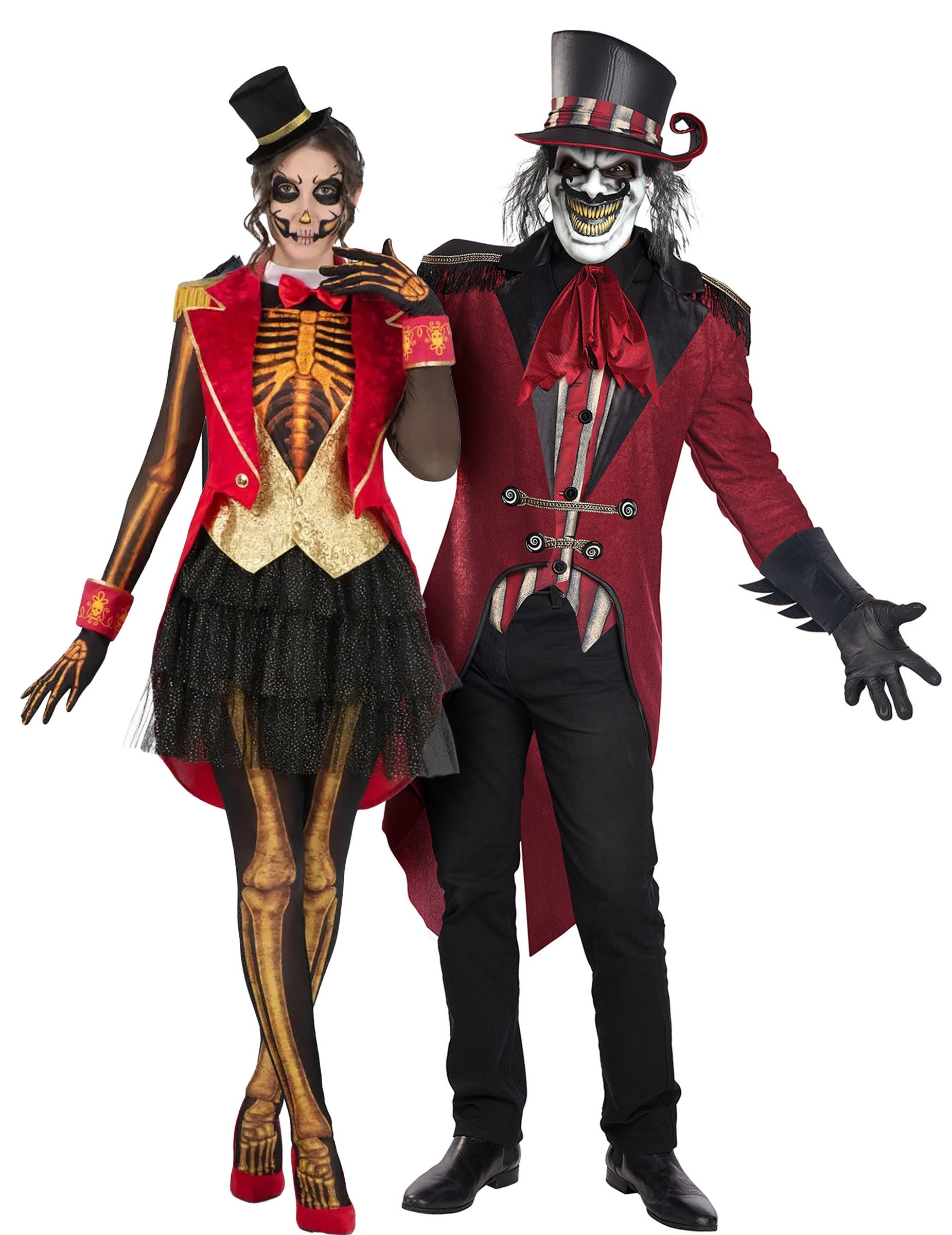 Paarkostüm Dompteur und Madame Loyal im Skelett Design