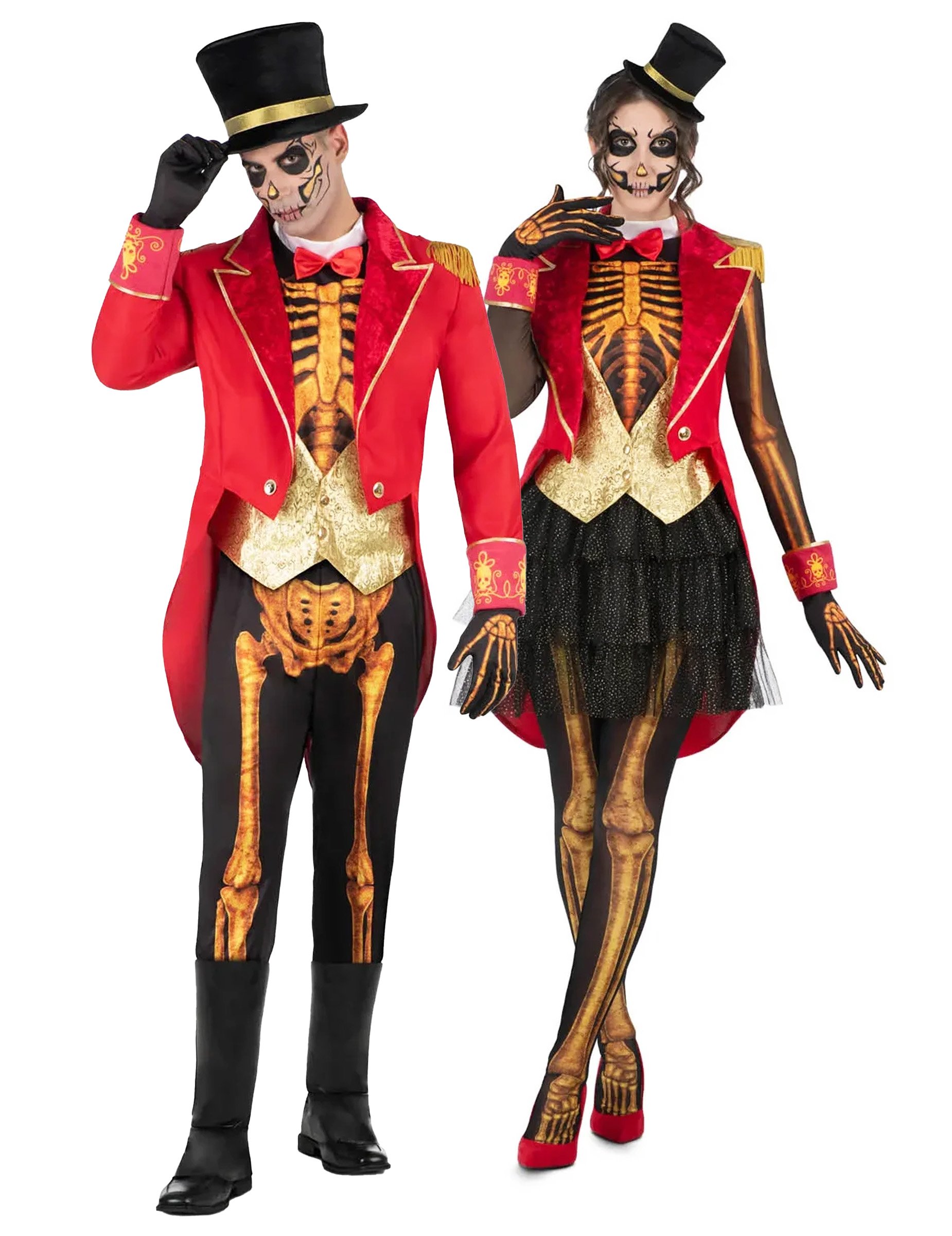 Skelett Paarkostüm Monsieur und Madame Loyal für Erwachsene