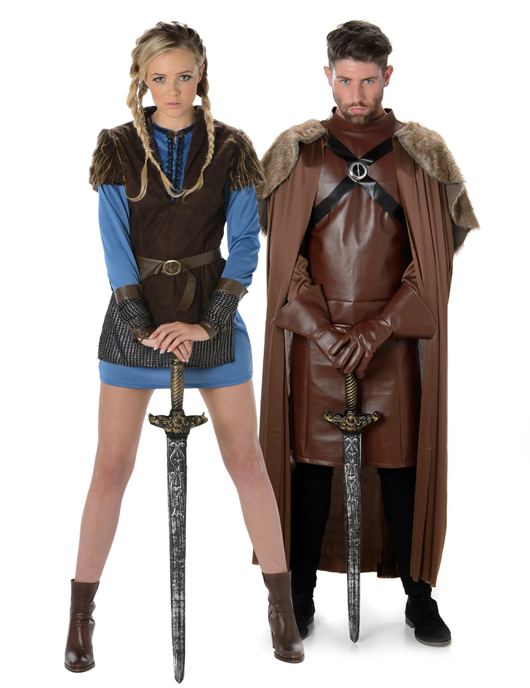 Wikingerkrieger Paarkostüm Damen und Herren