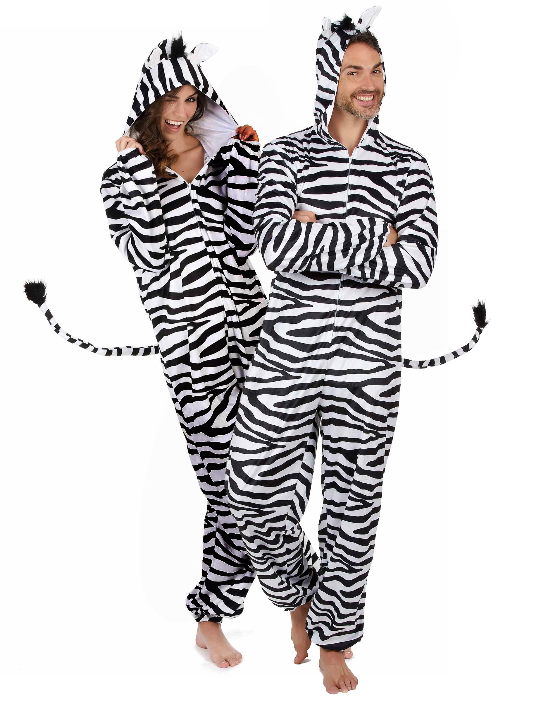 Zebra Pärchenkostüm schwarz weiß Erwachsene