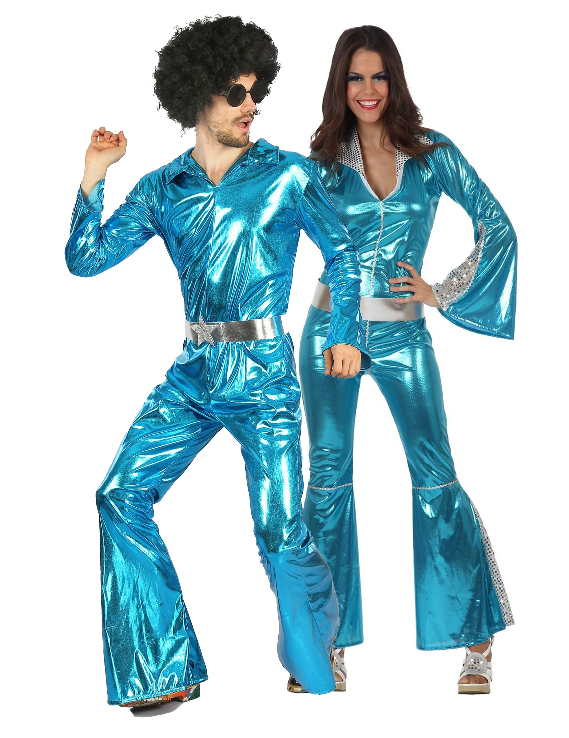 Glänzendes Disco-Fever Paarkostüm