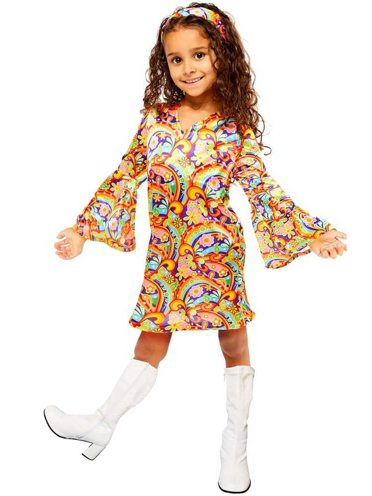 Rainbow Hippie Mädchen Kostüm - Kinder 6-8 Jahre bunt | Karneval & Fasching | Kostüme.com