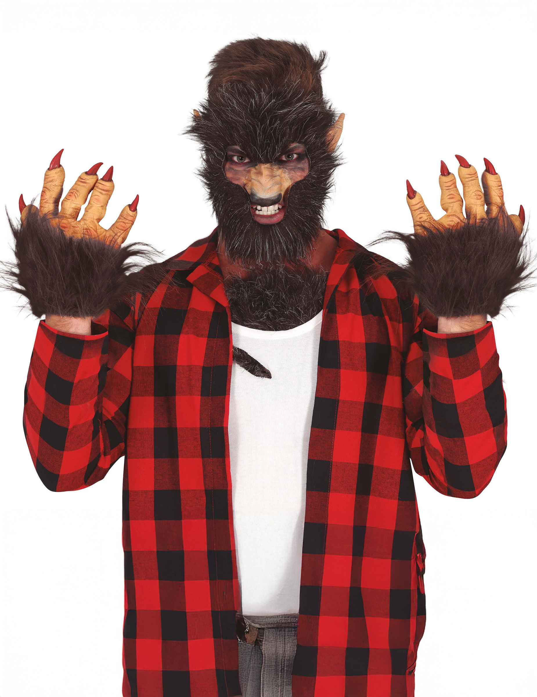 Werwolf Handschuhe mit Fell für Erwachsene