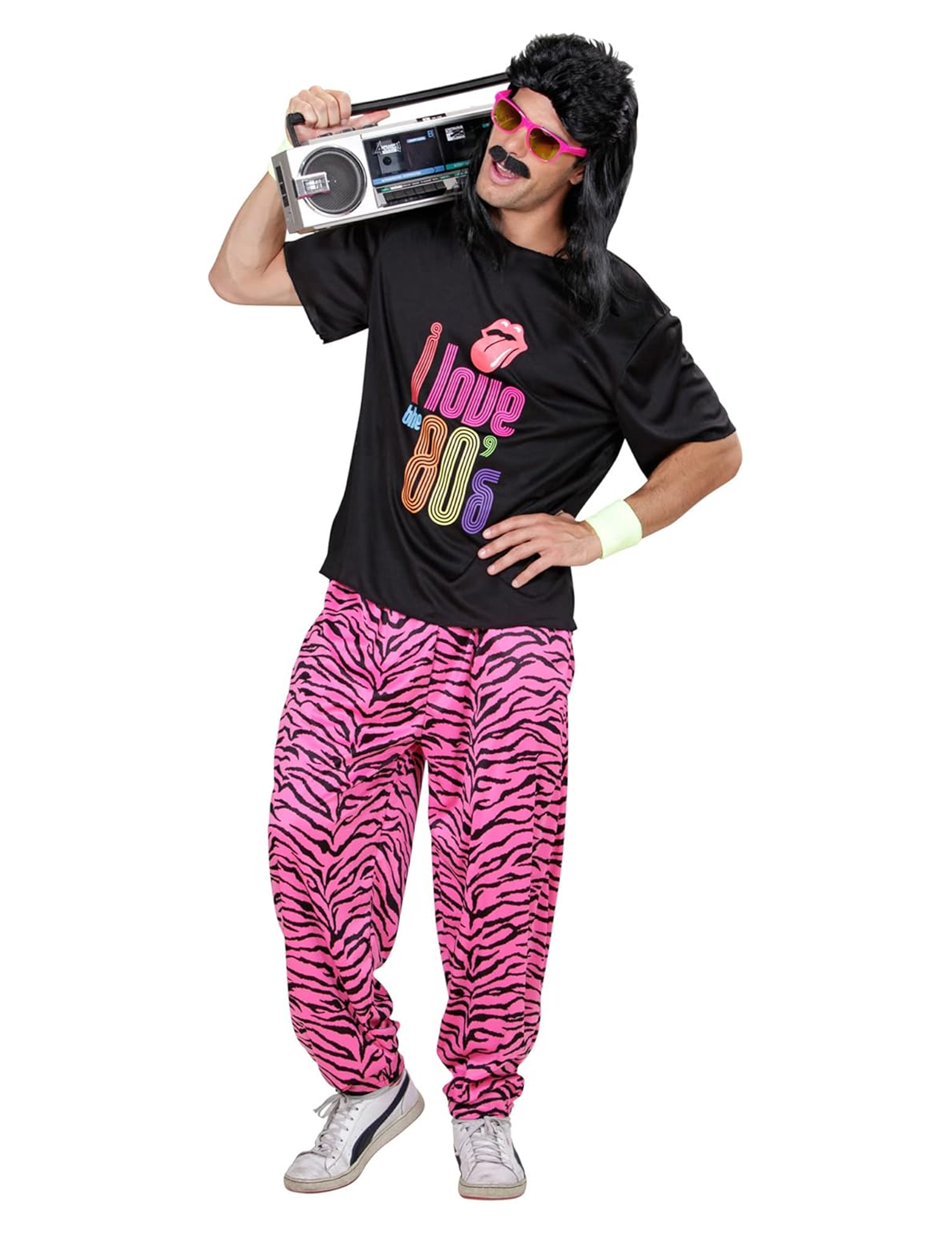 80er Jahre Kostüm Disco schwarz-pink