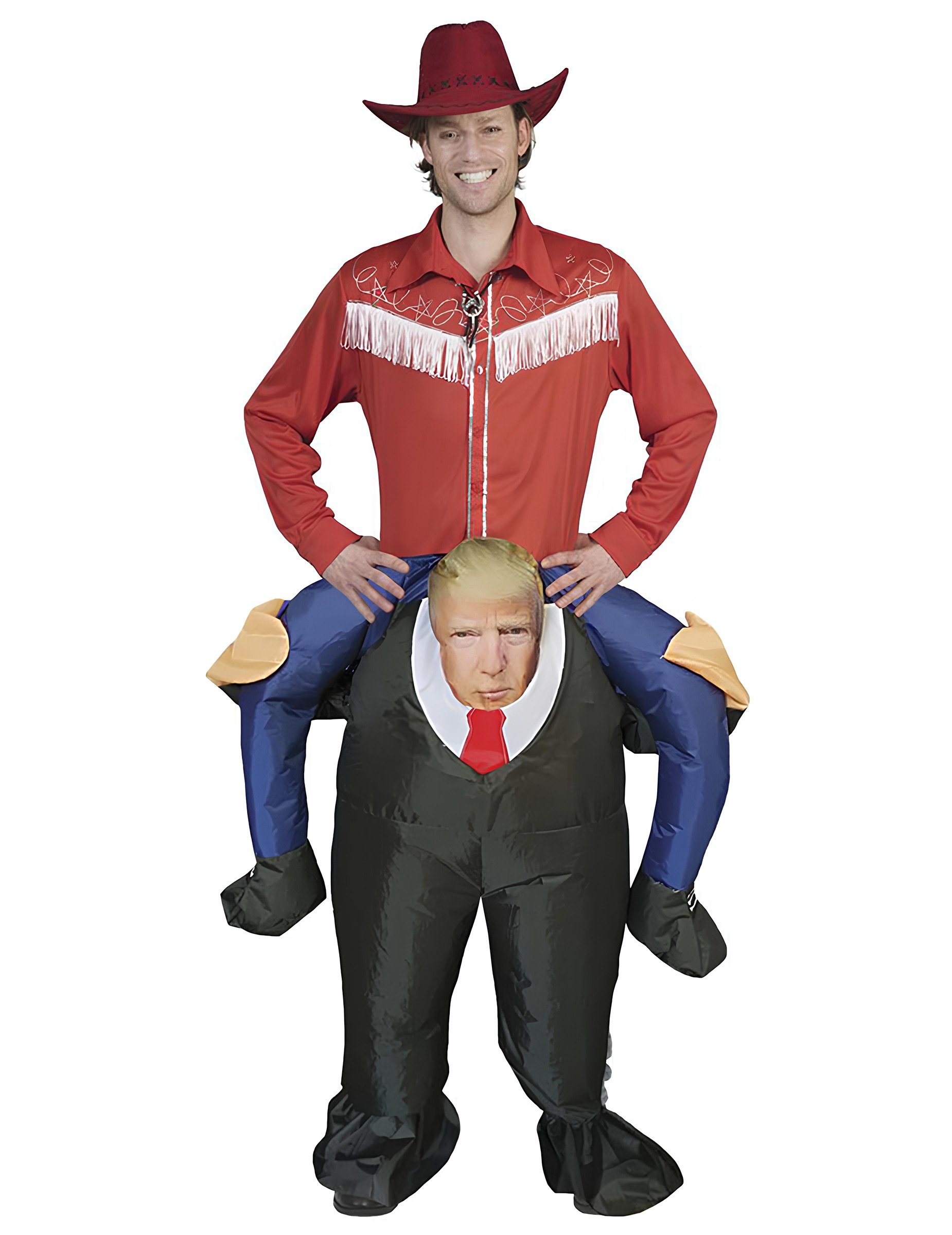 Amerikanischer Präsident Kostüm aufblasbar schwarz-rot