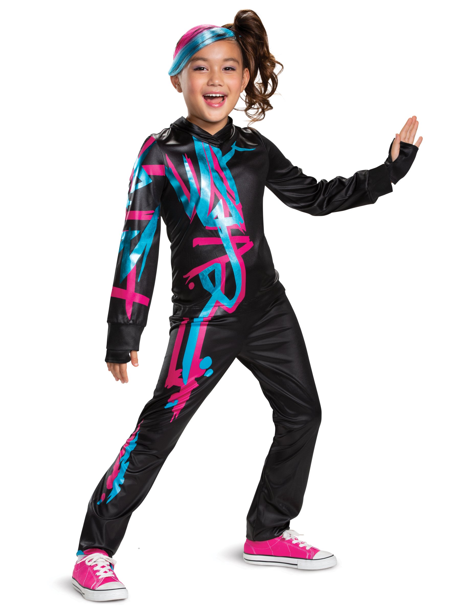 Lego-Kostüm für Kinder Lucy Lego Movie 2 schwarz-blau-pink