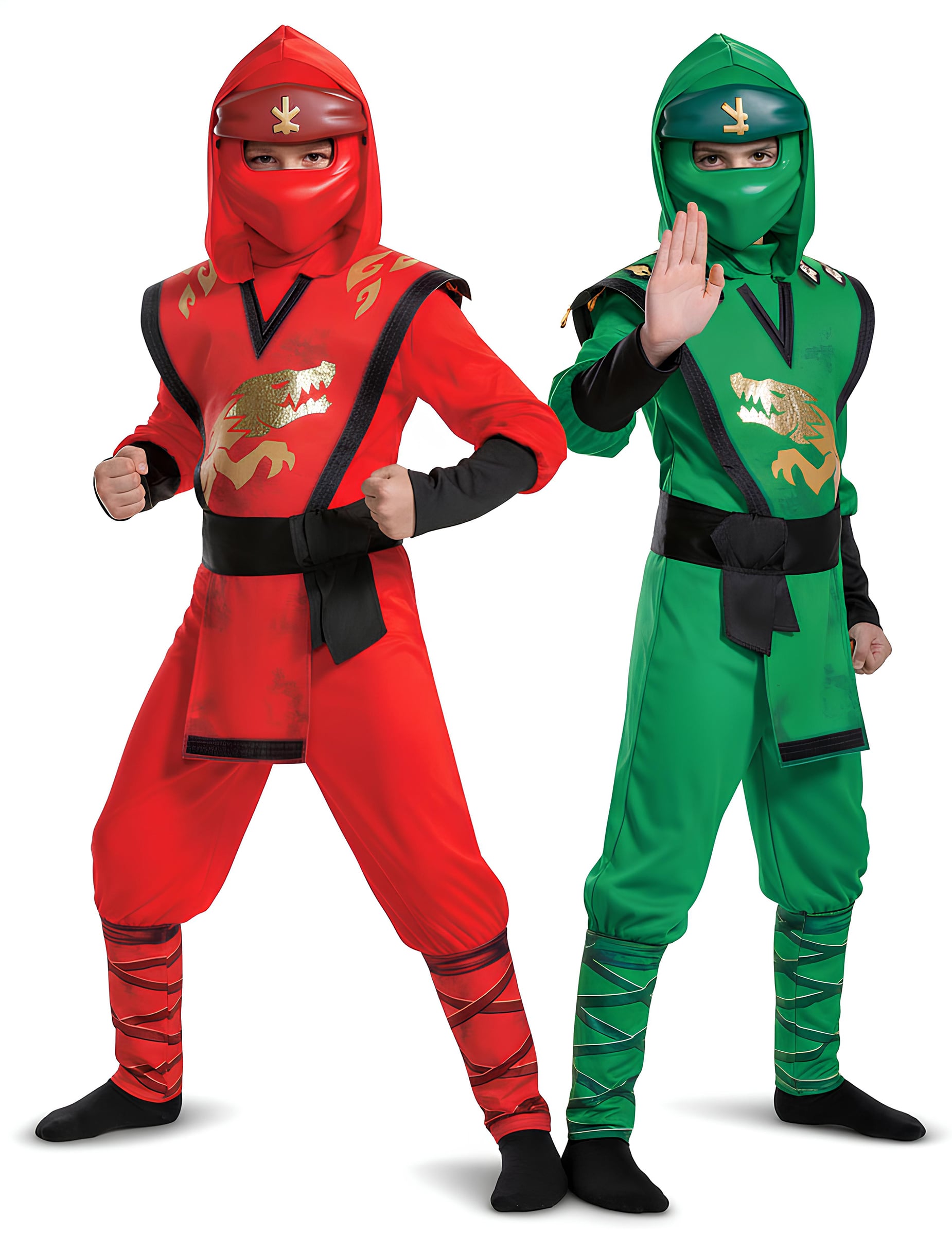 Ninjago Lloyd und Kai Kinderpaarkostüm Lego grün rot